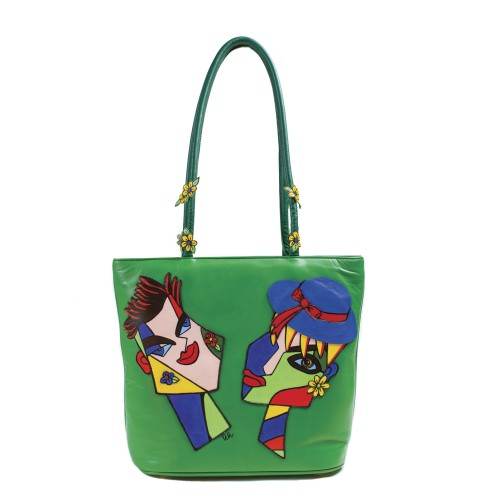 Borsa verde con coppia pop