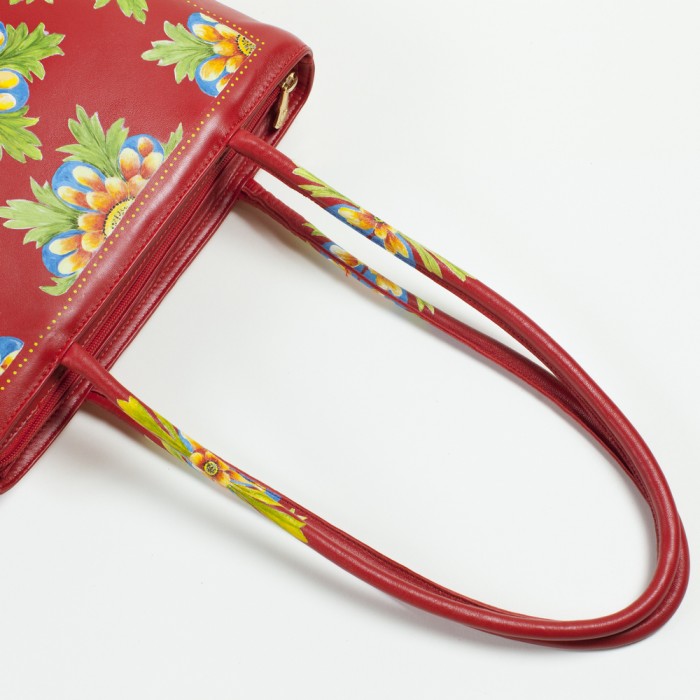 Borsa rossa con maiolica Borsa rossa con maiolica