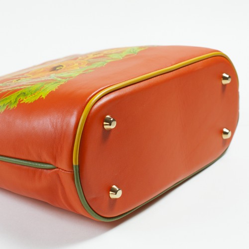 Borsa arancio con papaveri