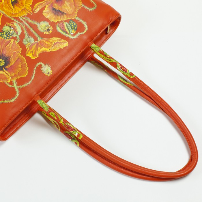 Borsa arancio con papaveri