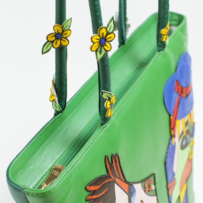 Borsa verde con coppia pop