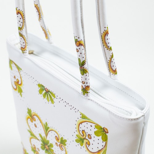 Borsa bianca con maiolica