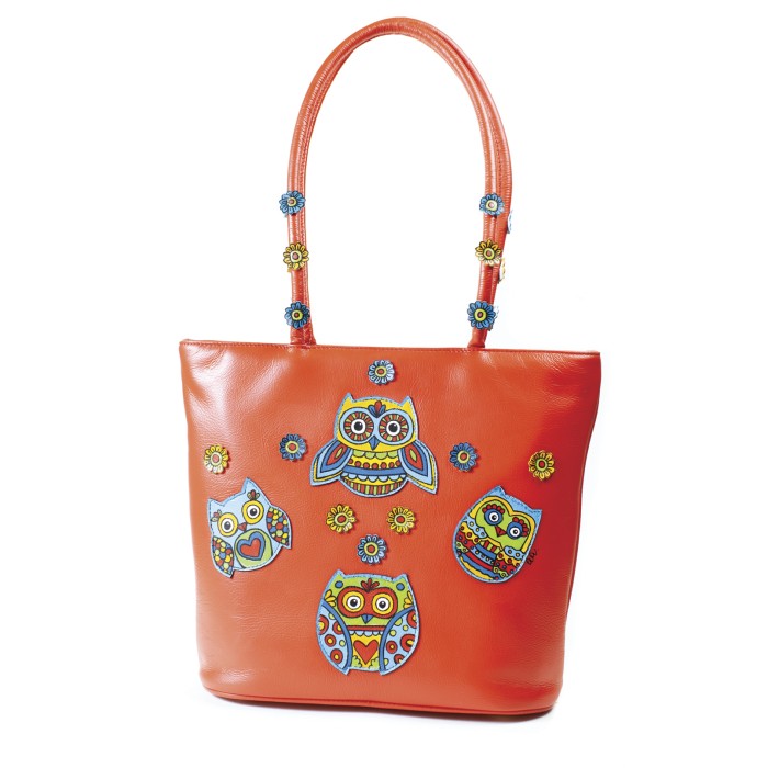 Borsa arancio con gufetti Borsa arancio con gufetti