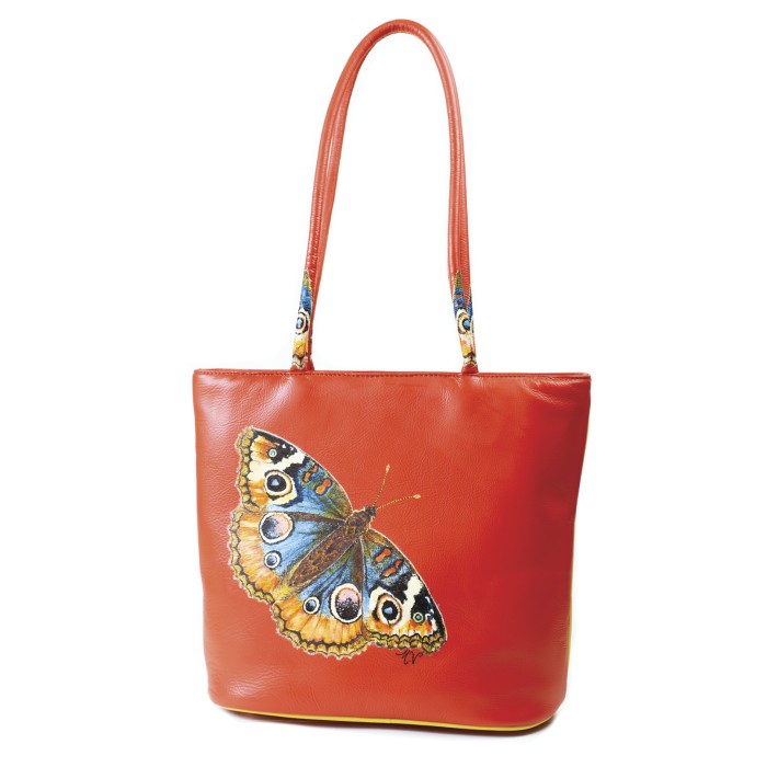 Borsa arancio con farfalla