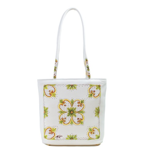 Borsa bianca con maiolica