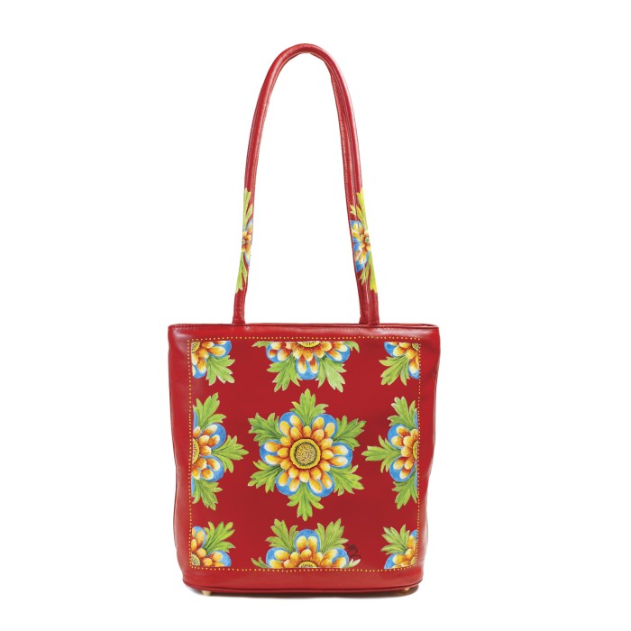 Borsa rossa con maiolica Borsa rossa con maiolica