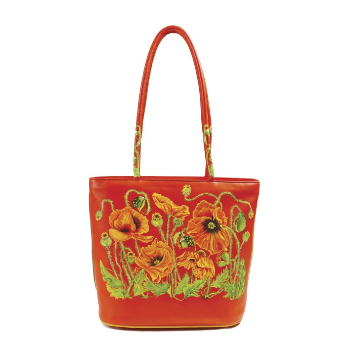 Borsa arancio con papaveri