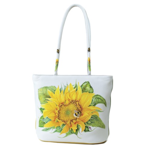 Borsa bianca con girasole