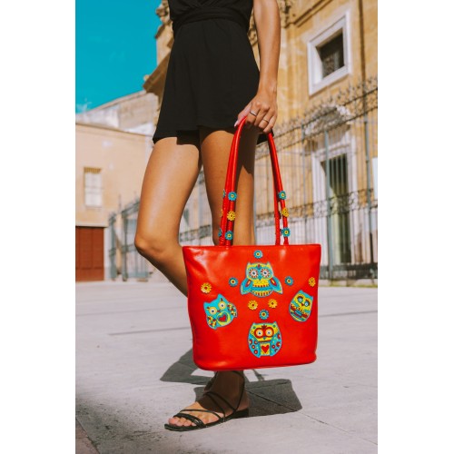 Borsa arancio con gufetti