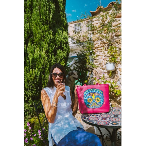 Borsa fucsia con gufo testa in giù